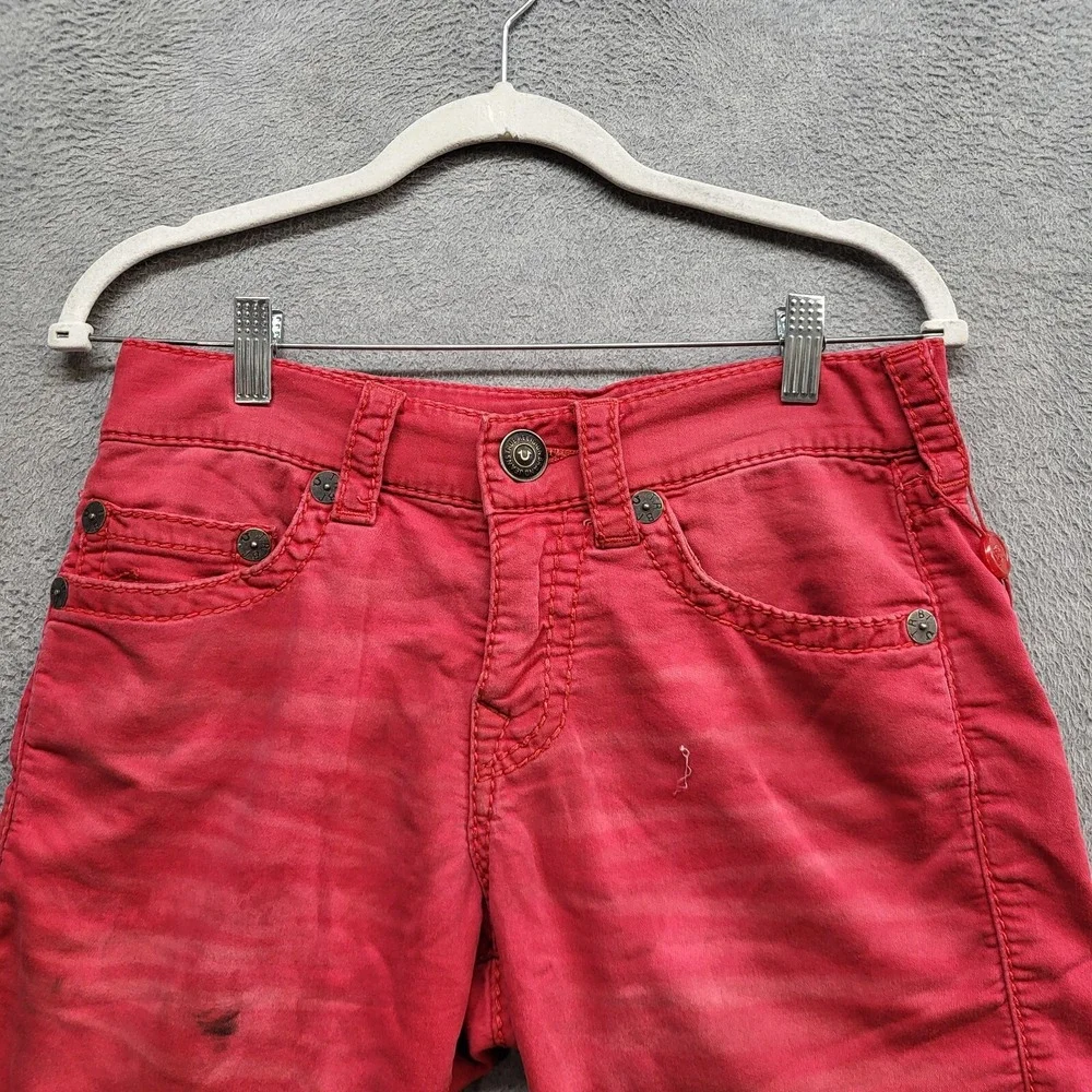True Religion Men Denim Shorts 29 Red Geno Relaxed Slim 13